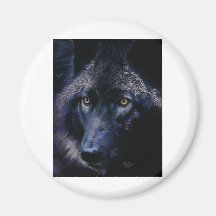 Lobo en el claro de luna (a) imán de nevera