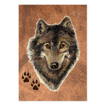 Lobo gris de la acuarela original del ATC de ACEO Tarjeta De Visita
