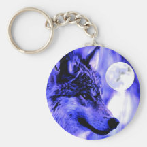 Lobo gris y luna llaveros personalizados