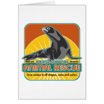 Lobo marino animal del rescate tarjeton