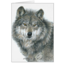 Lobo Notecard en blanco "ojos frecuentados " Felicitación
