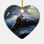 Lobo que grita en la luna adorno