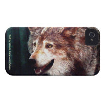 Lobo, una pintura al óleo de Wanda Zuchowski-Schic iPhone 4 Case-Mate Protector
