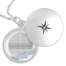 Locket de encargo de la cinta de azules claros de  joyerias personalizadas