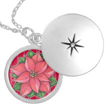 Locket redondo rojo de la alegría del Poinsettia Grímpola