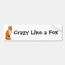 Loco como una pegatina para el parachoques del Fox Etiqueta De Parachoque