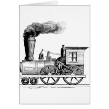 Locomotora de vapor de antaño tarjeta