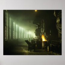 Locomotoras en la casa de máquinas poster