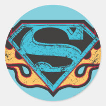 Logotipo azul de Supergirl con las llamas Pegatina