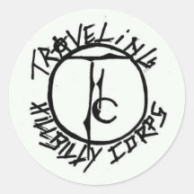 LOGOTIPO blanco del cuerpo del Hillbilly que viaja Etiquetas