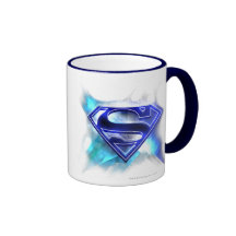 Logotipo cristalino Azul-Blanco del superhombre Tazas