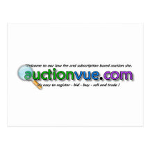 logotipo de auctionvue.com sin el martillo de la s tarjeta postal