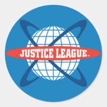 Logotipo del globo de la liga de justicia etiquetas  