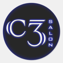 logotipo del salón c3 etiqueta redonda