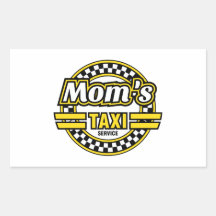 Logotipo del servicio del taxi de la mamá rectangular pegatinas