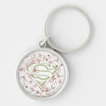 Logotipo floral verde de Supergirl Llavero Personalizado