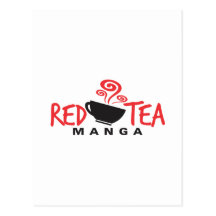 Logotipo rojo de Manga del té Postales