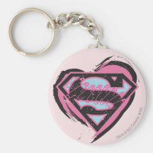 Logotipo rosado de Supergirl en corazón Llavero Personalizado