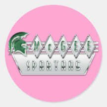 Logotipo temático retro #4A de McGee Pegatinas Redondas