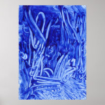 Lona azul Fingerpainted Poster