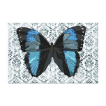 Lona de arte azul de la mariposa de Boho Impresion De Lienzo
