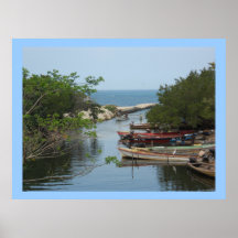 Lona de Jamaica del río de Negril de los barcos de Posters