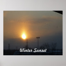 Lona de la puesta del sol del invierno poster