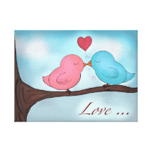 Lona de los pájaros del amor del vintage lona envuelta para galerias