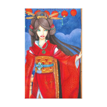 Lona de princesa Dragon Geisha Art Wrapped Impresion En Lona