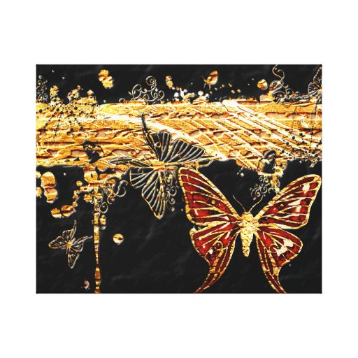 Lona envuelta de la mariposa 3 impresiones de lienzo