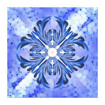Lona envuelta fractal azul de la pluma impresiones en lienzo estiradas