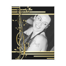 Lona envuelta retrato floral de oro negro de la fr impresión en lona