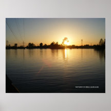 Lona inundada de la puesta del sol 3 posters