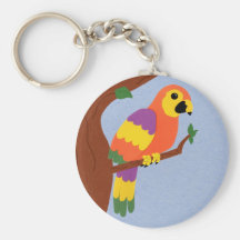 Loro en un arte caprichoso del dibujo animado del  llavero personalizado