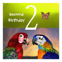 LOROS HÍPERES/segunda fiesta de cumpleaños, amaril Invitaciones Personalizada