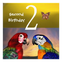 LOROS HÍPERES/segunda fiesta de cumpleaños, amaril Invitación