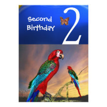 LOROS HÍPERES/segunda fiesta de cumpleaños Invitacion Personalizada