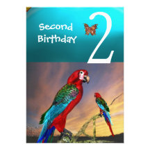 LOROS HÍPERES/segunda fiesta de cumpleaños Turquas Invitaciones Personalizada