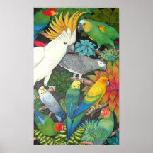 Loros y Bromeliads Poster