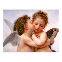 Los ángeles primero se besan, Bouguereau Postal