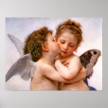 Los ángeles primero se besan, Bouguereau Poster