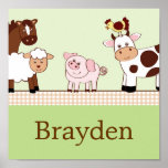 Los animales de los bebés de la granja personaliza poster