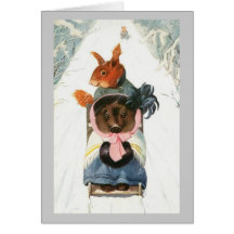 Los animales divertidos van a Sledding - navidad d Felicitación