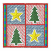 Los árboles de navidad y las estrellas bordaron el