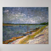 Los barcos de Rowing del río de Van Gogh multan el Poster