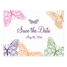 Los besos púrpuras de la mariposa ahorran la fecha tarjeta postal