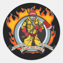 Los bomberos no temen ningún fuego etiquetas redondas