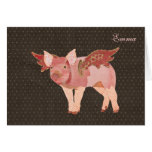 Los cerdos rosados vuelan Notecard personalizado P Tarjeton