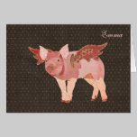 Los cerdos rosados vuelan Notecard personalizado P tarjetas