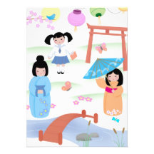 Los chicas del estilo de Kokeshi cardan invitacion Comunicado